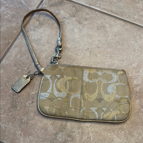 Coach Gold and Silver Signature Clutch - Picture 3 of 3